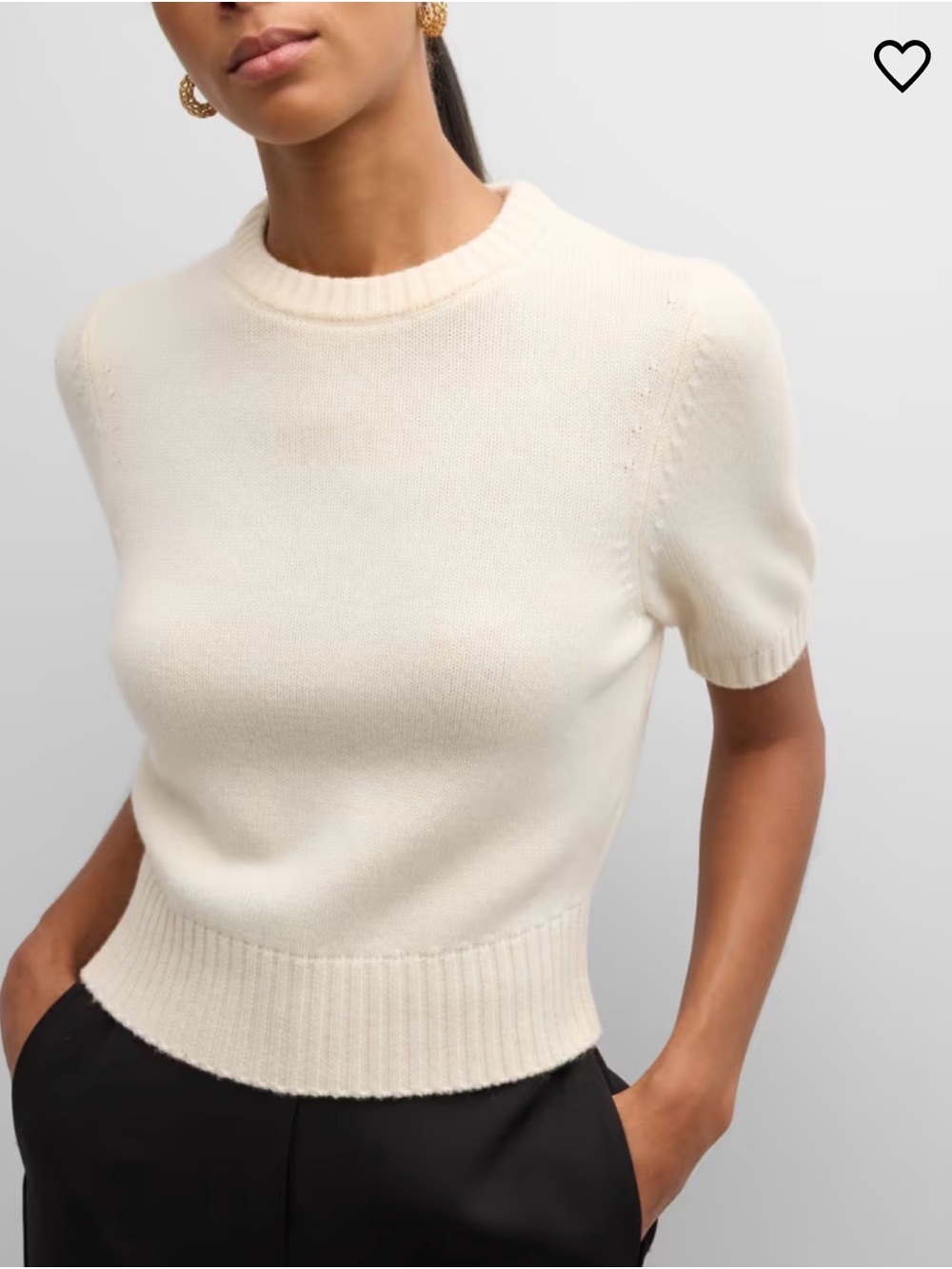 Toccin Cream Elsie Short-Sleeve Crewneck Sweater Size S $295